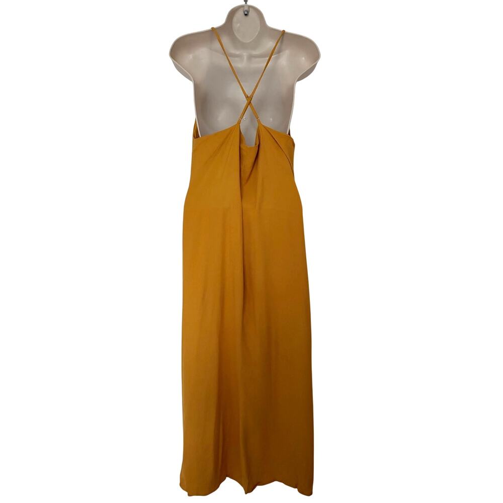 Reformation Open Back Slip Midi Dress Mustard Yellow Size M Halter Neck - Picture 4 of 8